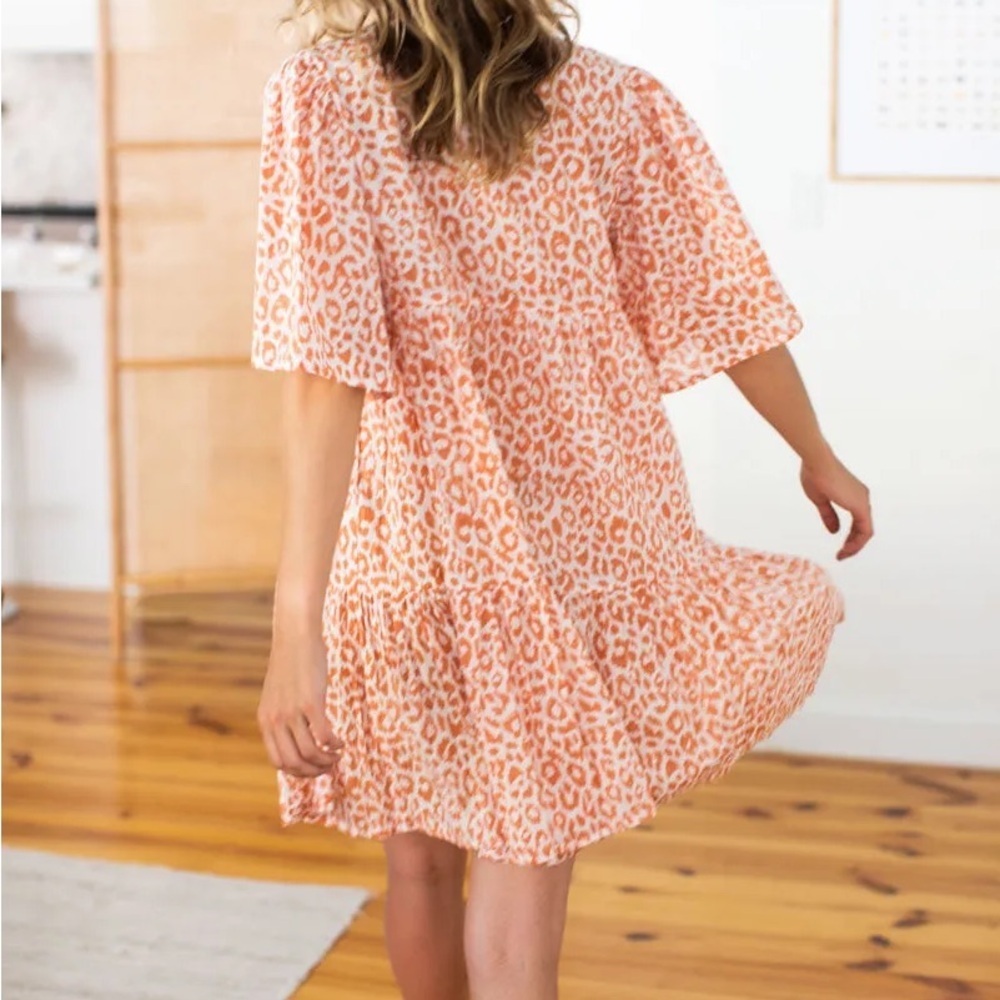 Emerson Fry Isla Dress Size XS/S Sunbaked Leopard 100% Organic Cotton NWOT Dress - Picture 3 of 6